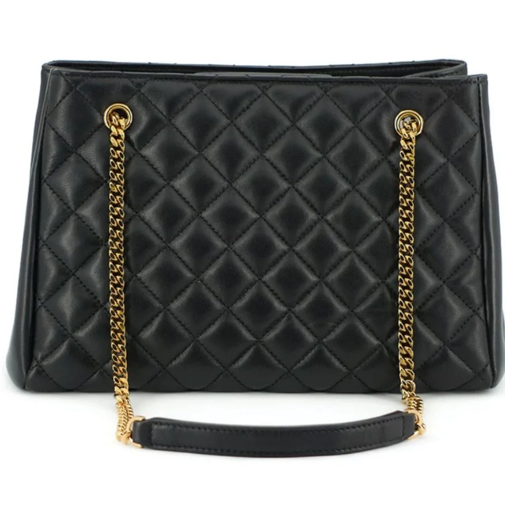 Authentic VERSACE BLACK QUILTED NAPPA LEATHER MEDUSA WOMEN'S HANDBAG - Picture 3 of 10